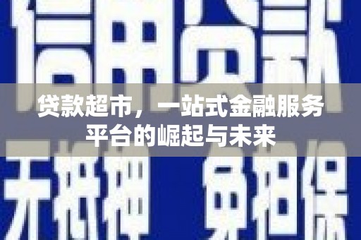 武义县贷款超市，一站式金融服务平台的崛起与未来