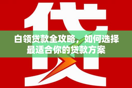 武义县白领贷款全攻略，如何选择最适合你的贷款方案